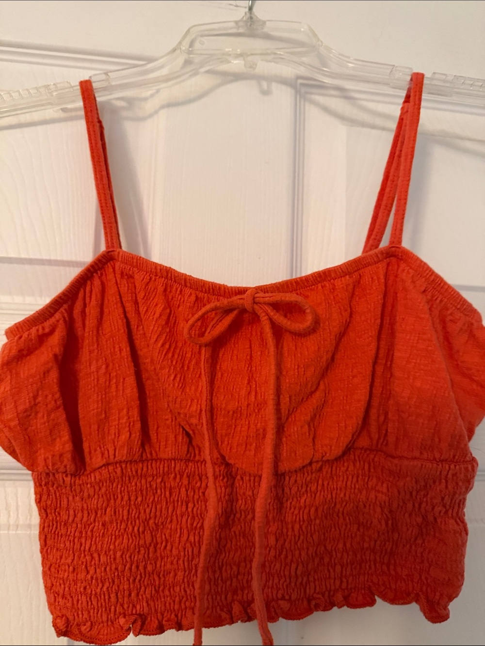 Billabong Bright Orange Smocked Spaghetti-Strap Crop Camisole